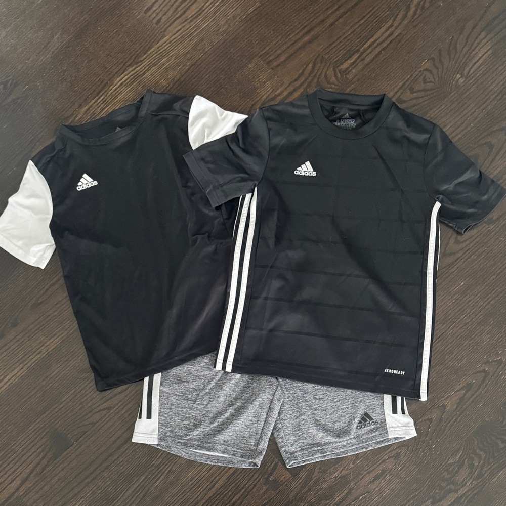 Adidas Kids Black and Gray Jersey Set